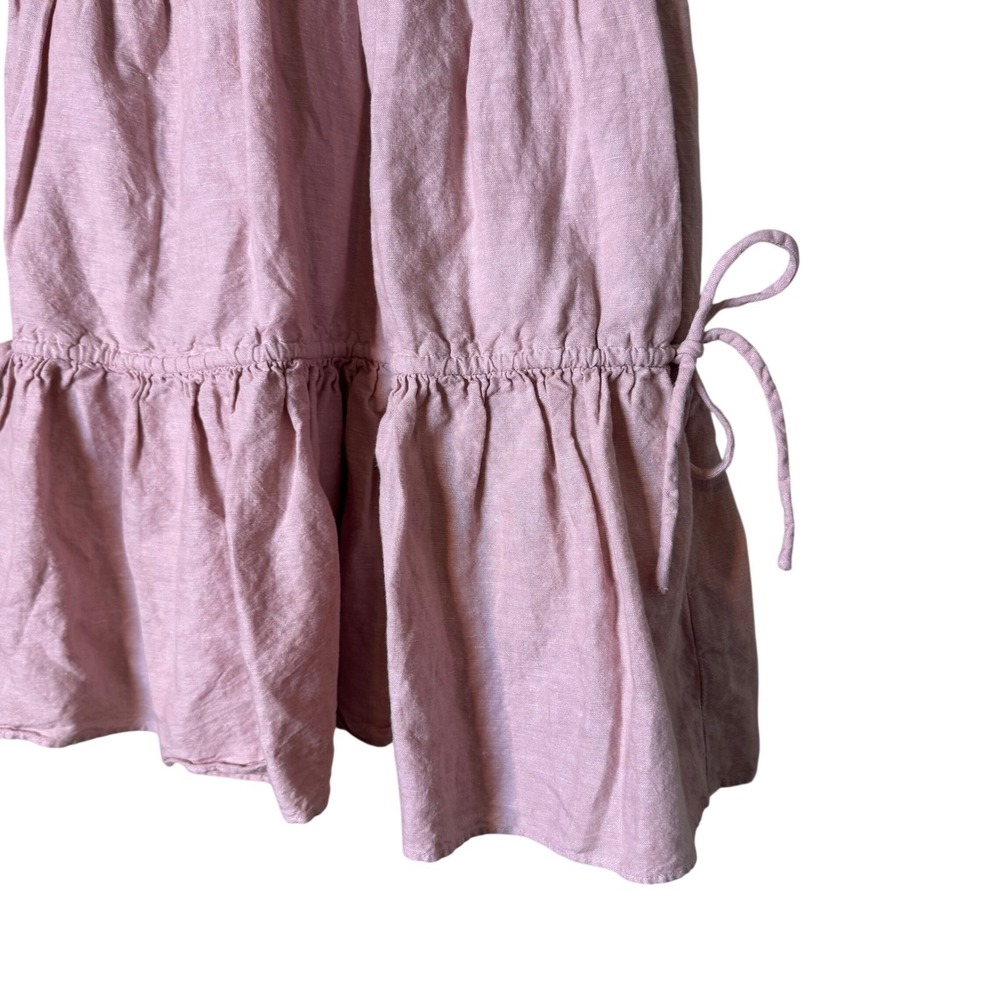 Madewell Womens Pink Linen Blend Tiered Mini Dress V-Neck Short Sleeve Size M - Picture 5 of 9